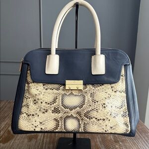 TORY BURCH ELISE SNAKE DOME DOUBLE ZIP SATCHEL